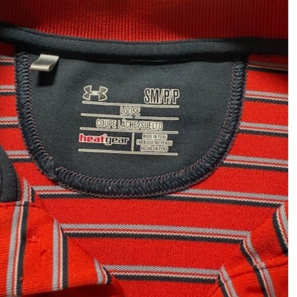 Under Armour Men’s Red Striped Polo Shirt Size Small Golf Active - Picture 3 of 6